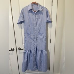 SHEIN Blue and White Striped Maxi Dress